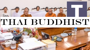 Thai buddhist delegation including Maha Nayaka Theros meets President