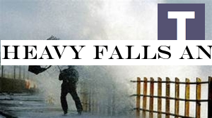 Heavy falls and winds at some places
