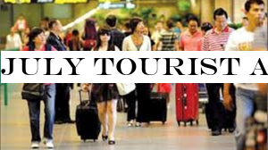 July tourist arrivals up by 83% compared to June