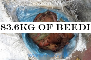 83.6kg of Beedi leaves found at Nadukuda beach