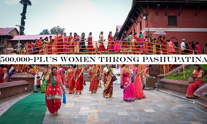 500,000-plus women throng Pashupatinath for Teej