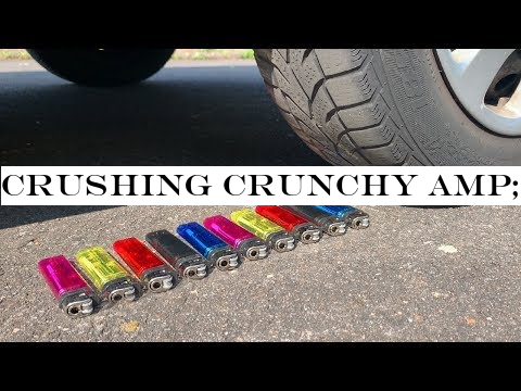 Crushing Crunchy -Soft Things by Car! - EXPERIMENT: LIGHTERS VS CAR