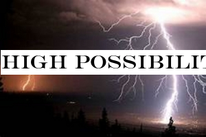 High possibility for afternoon thundershowers