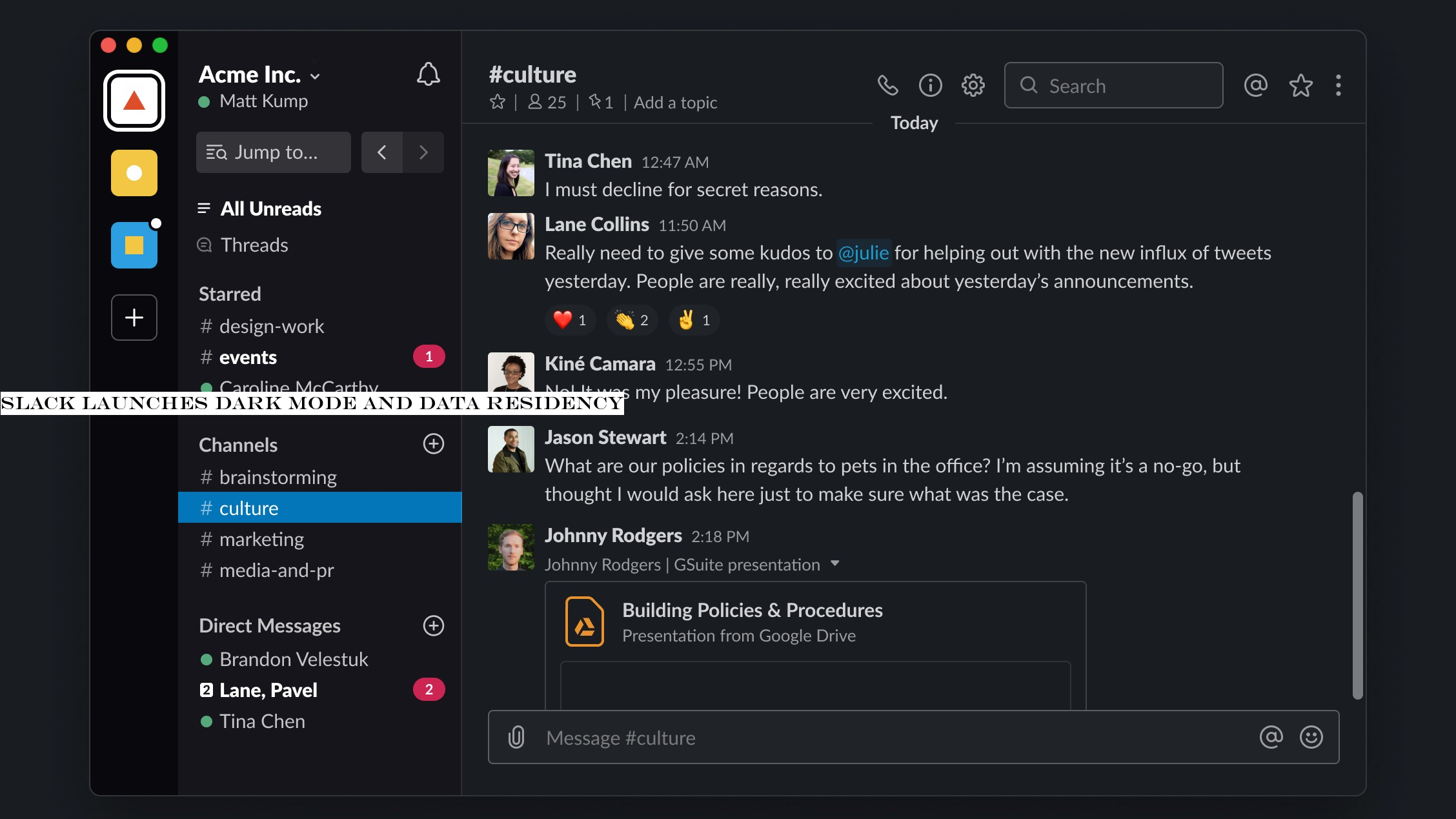 Slack launches Dark Mode and data residency