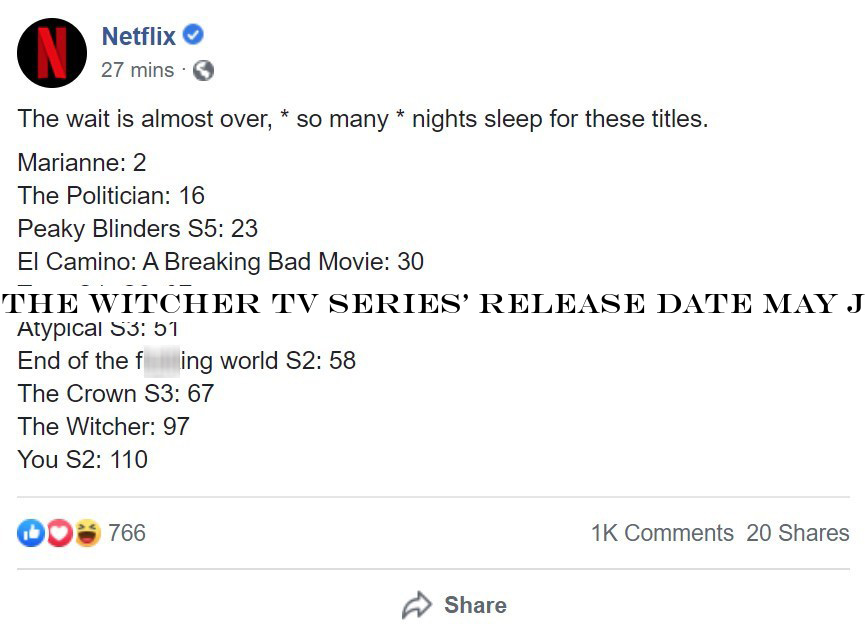 The Witcher TV series& release date may just have been leaked by Netflix itself