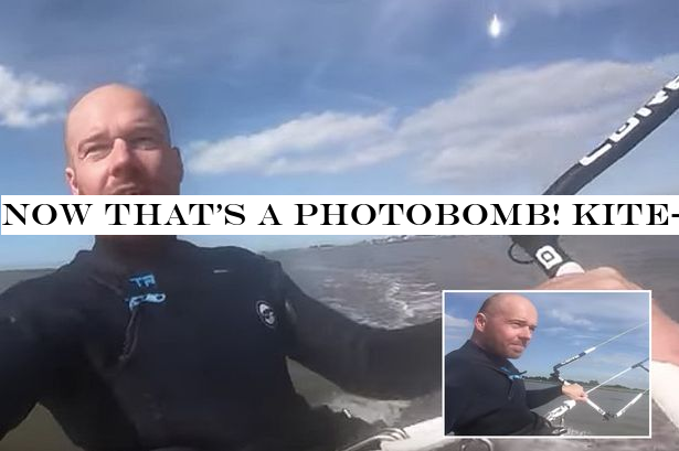 Now that's a photobomb! Kite-surfer accidentally films a meteor in the sky behind him