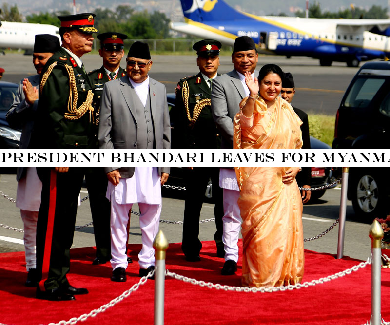 President Bhandari leaves for Myanmar