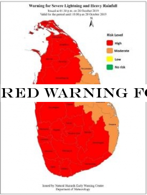 Red Warning for Severe Lightning and heavy rainfall