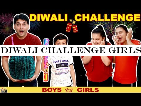DIWALI CHALLENGE Girls vs Boys #Funny #Family Green Crackers Aayu and Pihu Show