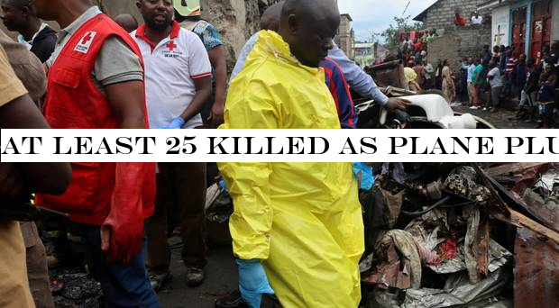 At least 25 killed as plane plunges into city suburb after taking off