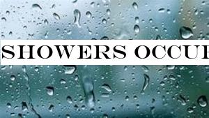 Showers occur at a few places after 2.00 p.m