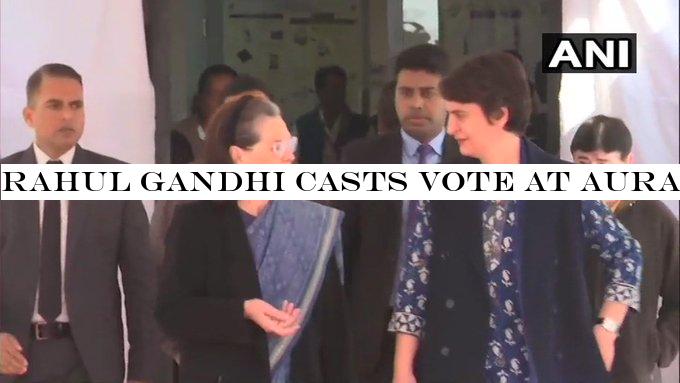 Rahul Gandhi casts vote at Aurangzeb Road in Delhi