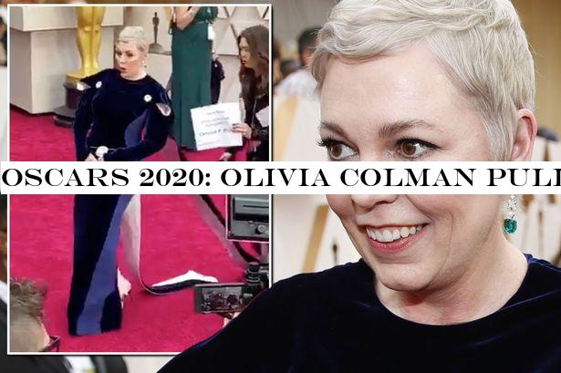 Oscars 2020: Olivia Colman pulled backwards as dress stepped on as she debuts blonde look