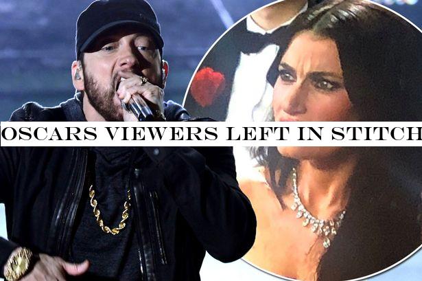 Oscars viewers left in stitches at Idina Menzel's unimpressed face during Eminem's performance