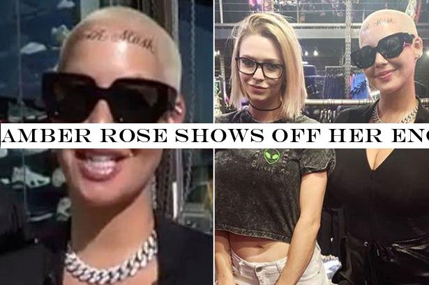 Amber Rose shows off her enormous new face tattoo of her sons' names