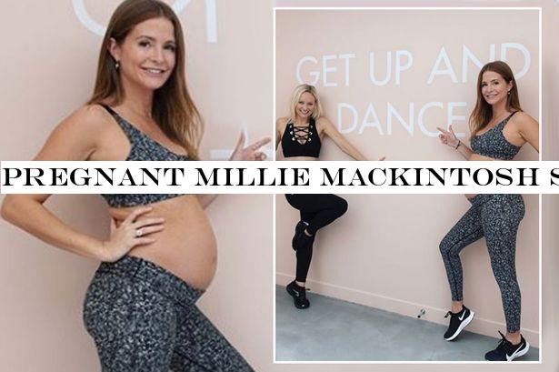 Pregnant Millie Mackintosh shows off blooming baby bump in crop top for workout