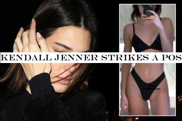 Kendall Jenner strikes a pose in sexy lingerie as she plugs Kim Kardashian's Skims range