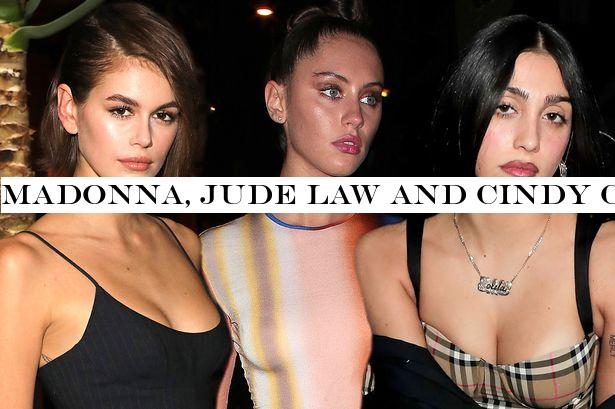 Madonna, Jude Law and Cindy Crawford's lookalike daughters party at Fashion Week