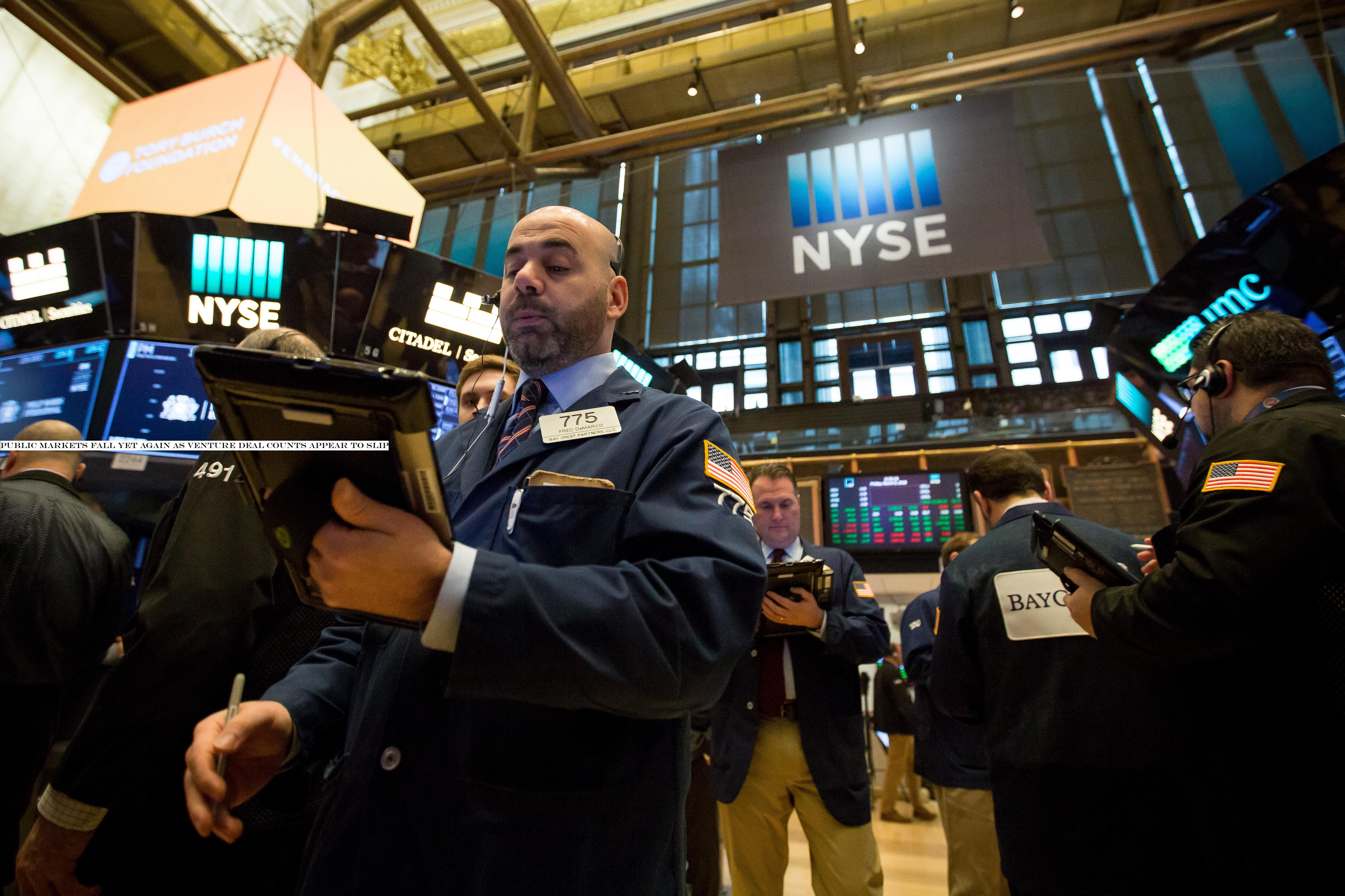 Public markets fall yet again as venture deal counts appear to slip