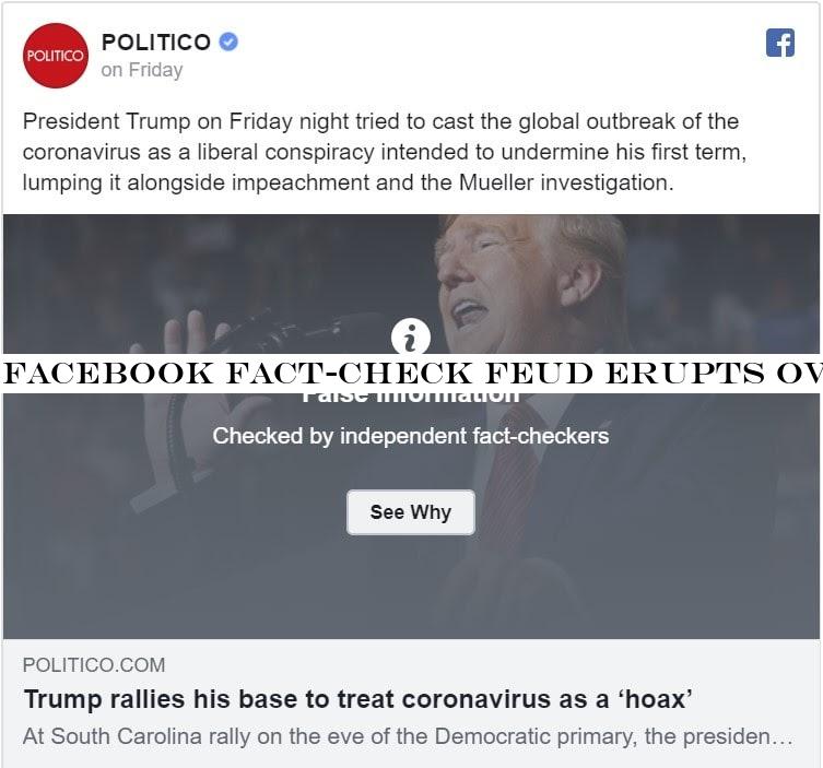 Facebook fact-check feud erupts over Trump virus ‘hoax&