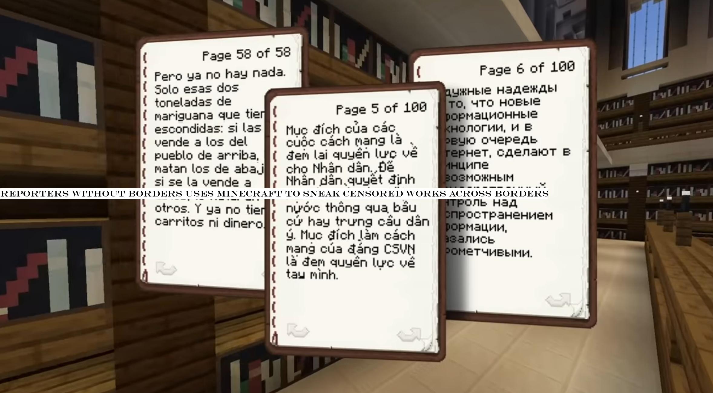 Reporters Without Borders uses Minecraft to sneak censored works across borders