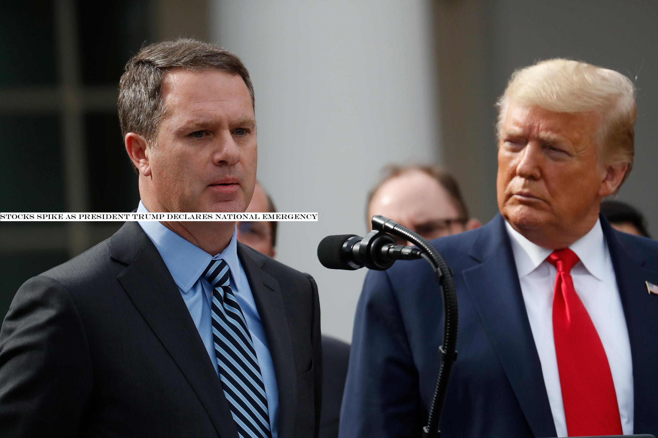 Stocks spike as President Trump declares national emergency