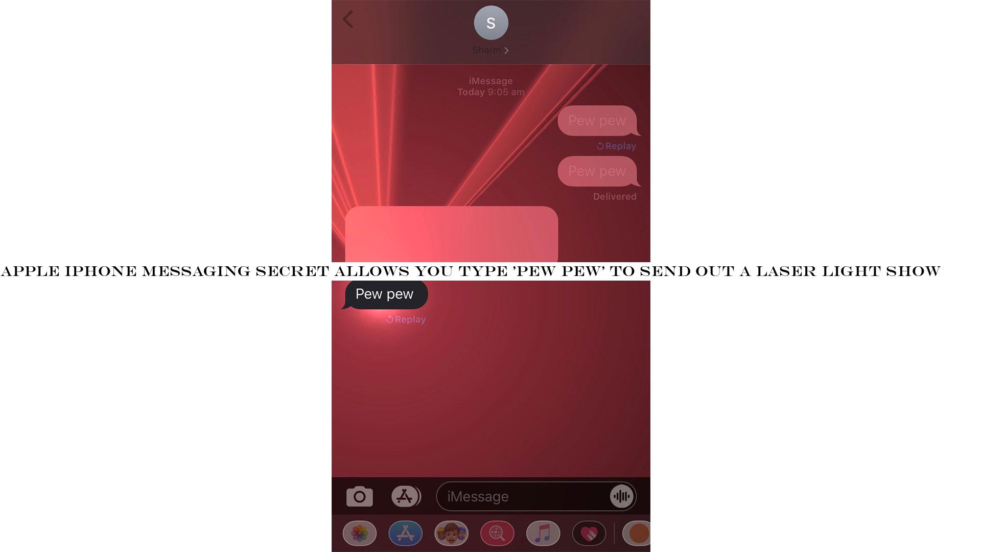 iMessage showing red laser text effect