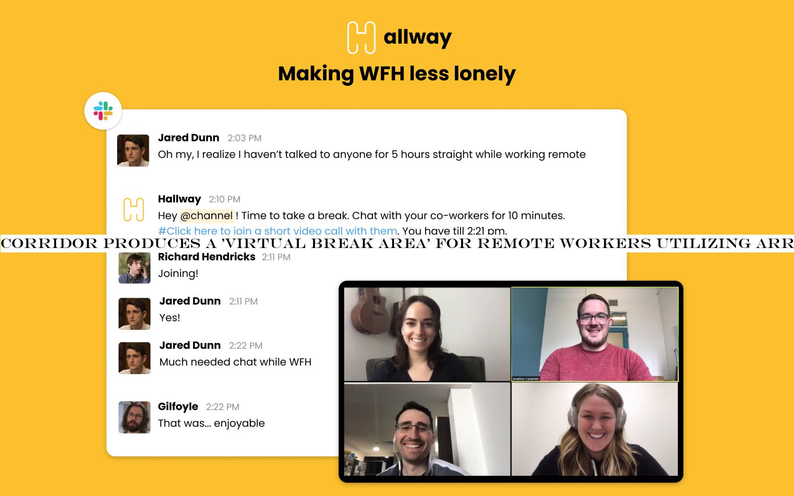Hallway creates a ‘virtual break room& for remote workers using scheduled video chats