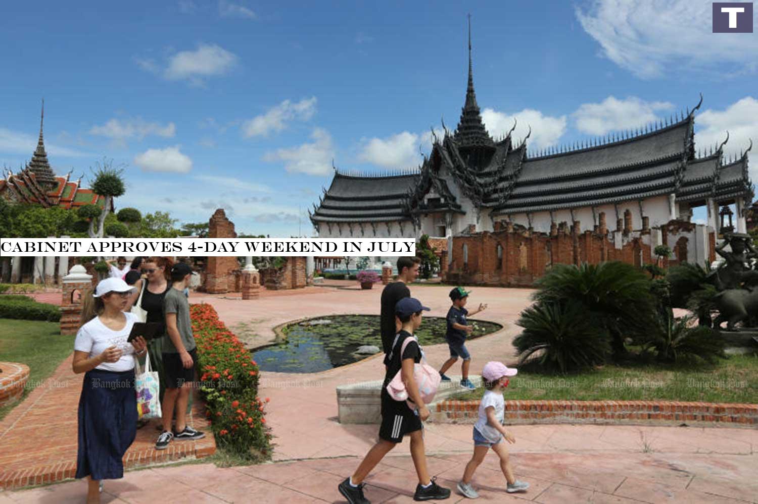 Visitors enjoy Muang Boran in Samut Prakan, after it reopened to tourists from June 1 as the government eased coronavirus lockdown restrictions. (Photo: Wichan Charoenkiatpakul) Cabinet approves 4-day weekend in July