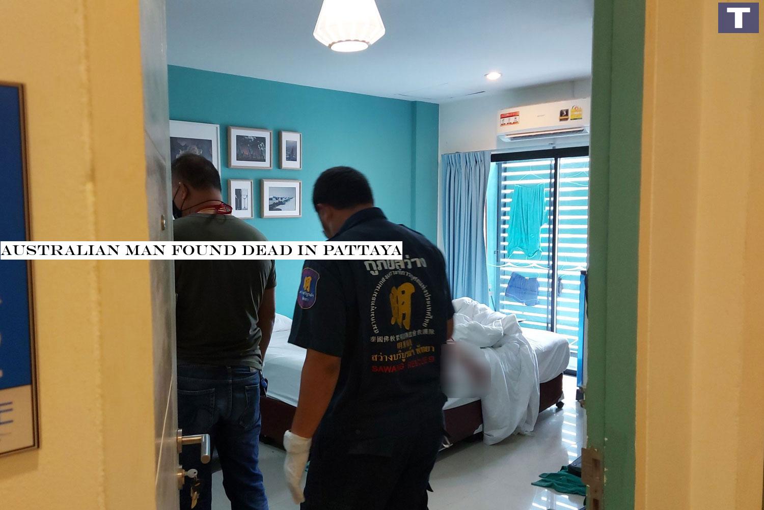 Rescue workers prepare to remove the body of an Australian man from his apartment in Pattaya on Saturday. (Photo: Chaiyot Pupattanapong) Australian man found dead in Pattaya