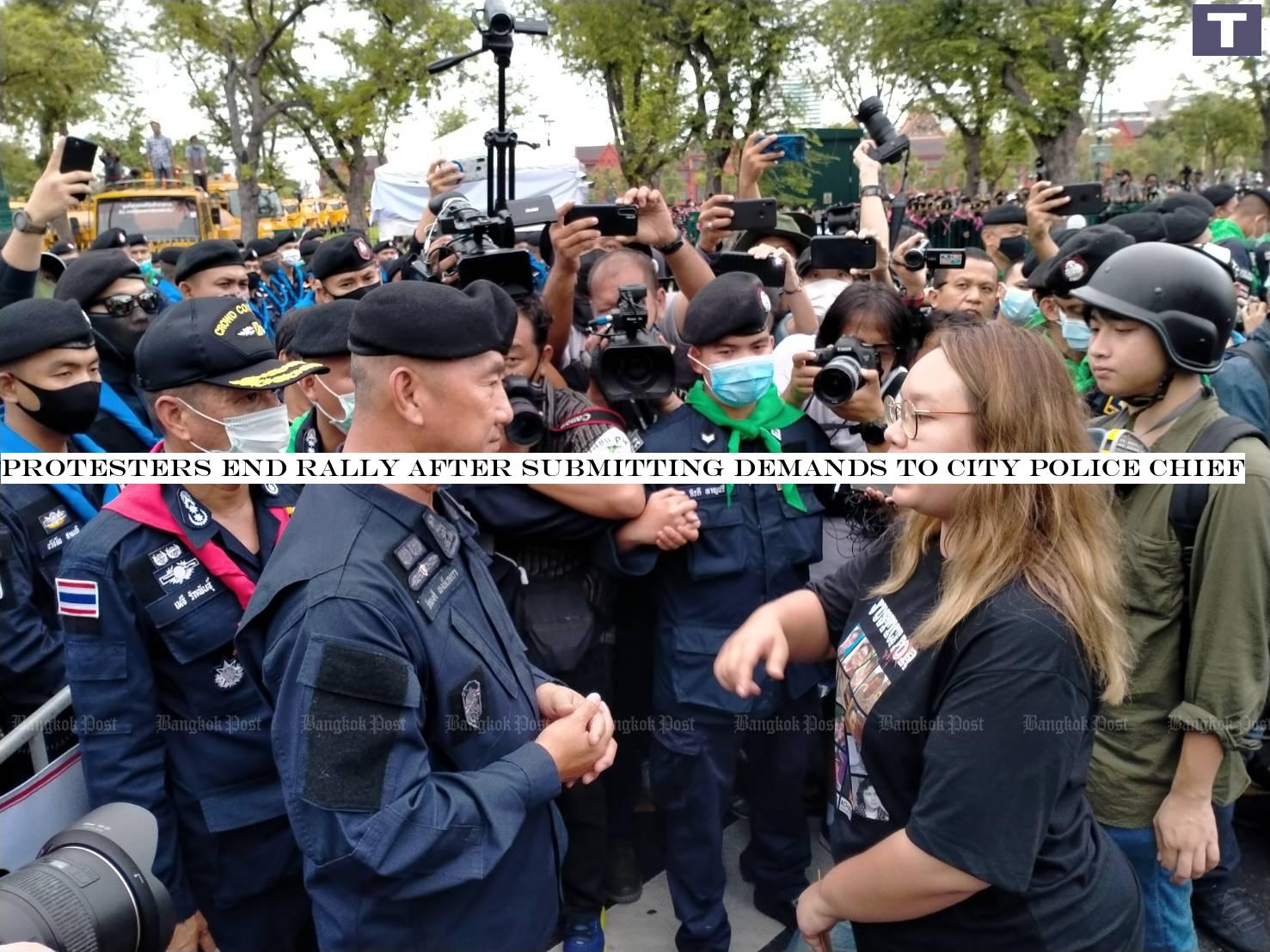 Protesters end rally after submitting demands to city police chief